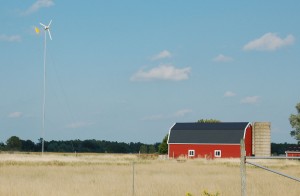 Windmill with Red Barn